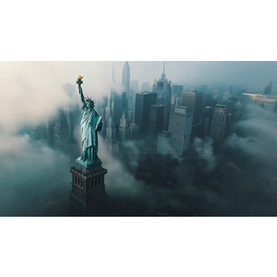 Statue Of Liberty Fog Video motion graphic preview.