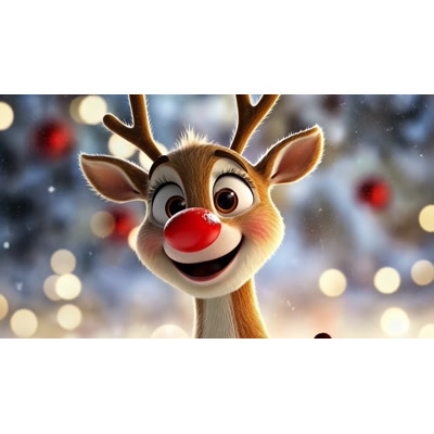 Rudolph Reindeer Happy Video motion graphic preview.