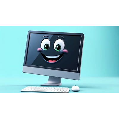 A Video Background of a Cheerful Computer Character motion graphic preview.