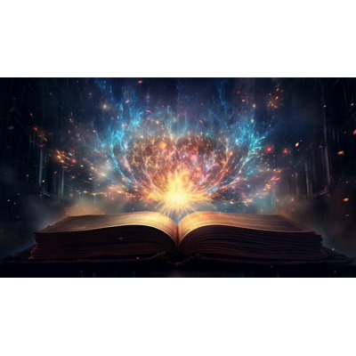 Open Magical Book Bursts with Cosmic Energy motion graphic preview.