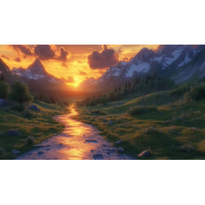 A Video Background of a Winding Dirt Road at Sunset motion graphic preview.