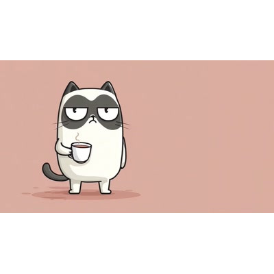 A Video Background of Chatty Cat Drinking Coffee motion graphic preview.