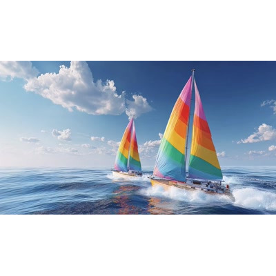 A Video Background of Colorful Sailboats Sailing motion graphic preview.