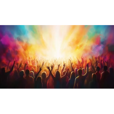 A Video of a Colorful Crowd with Hands Raised motion graphic preview.