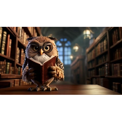 A Video of an Owl Reading a Book motion graphic preview.