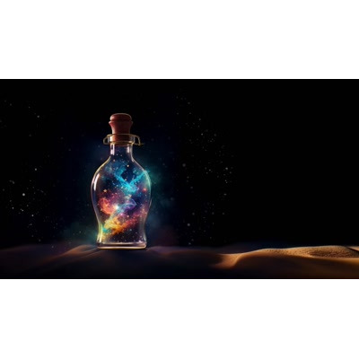 A Video Background of a Cosmic Energy Bottle motion graphic preview.