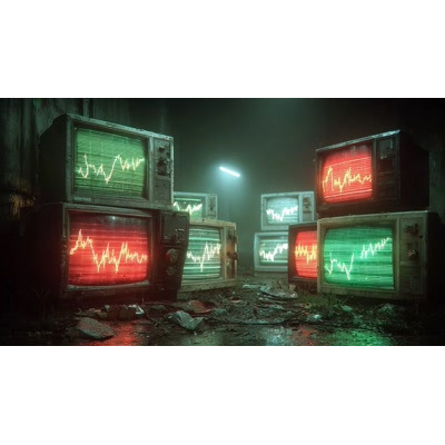 A Video Background Old Monitors Showing Line Graphs motion graphic preview.