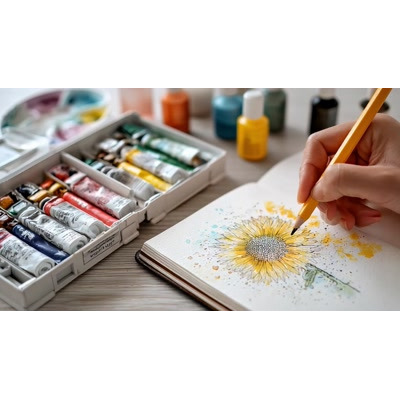 A Video of a Hand Sketching a Flower motion graphic preview.