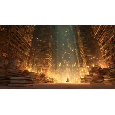 A Video Background of a Vast Magical Library motion graphic preview.