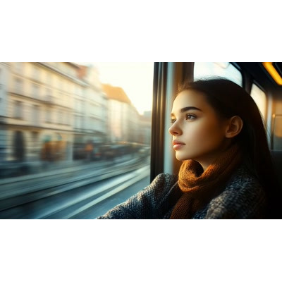 Woman in a Tram Video Background motion graphic preview.