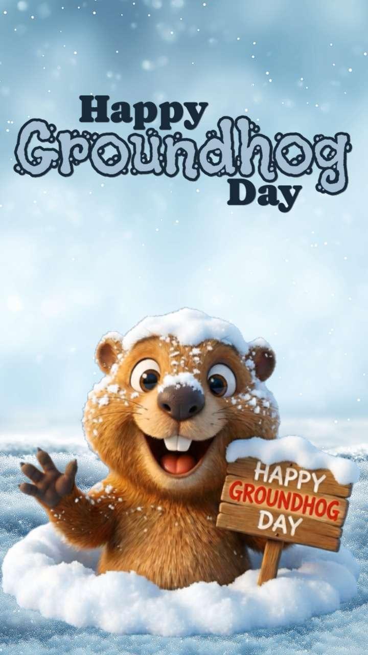 Happy Groundhog Day Video Template motion graphic preview.
